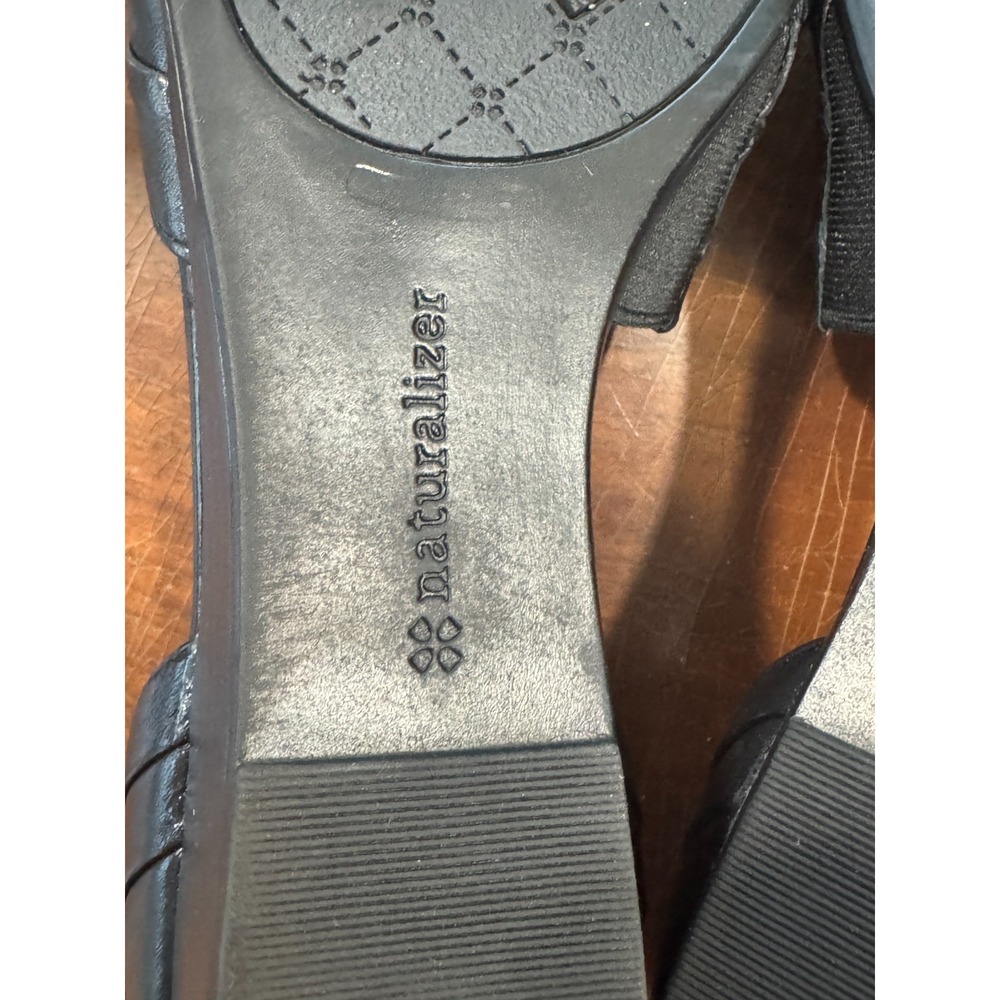 Naturalizer Black Leather Strappy D'Orsay Sandals with Ankle Buckle - Picture 8 of 9